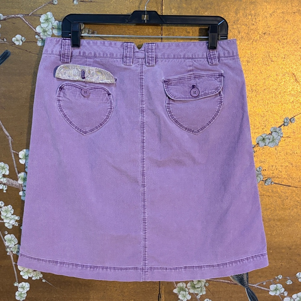 Y2K Gap 2003 corduroy slight A line skirt, heart shaped back pockets, lavender